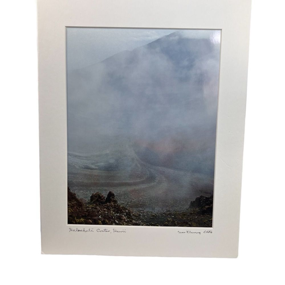 Haleakala Crater Matted Photo Print Mac Fleming Hawaii Muted Clouds Art